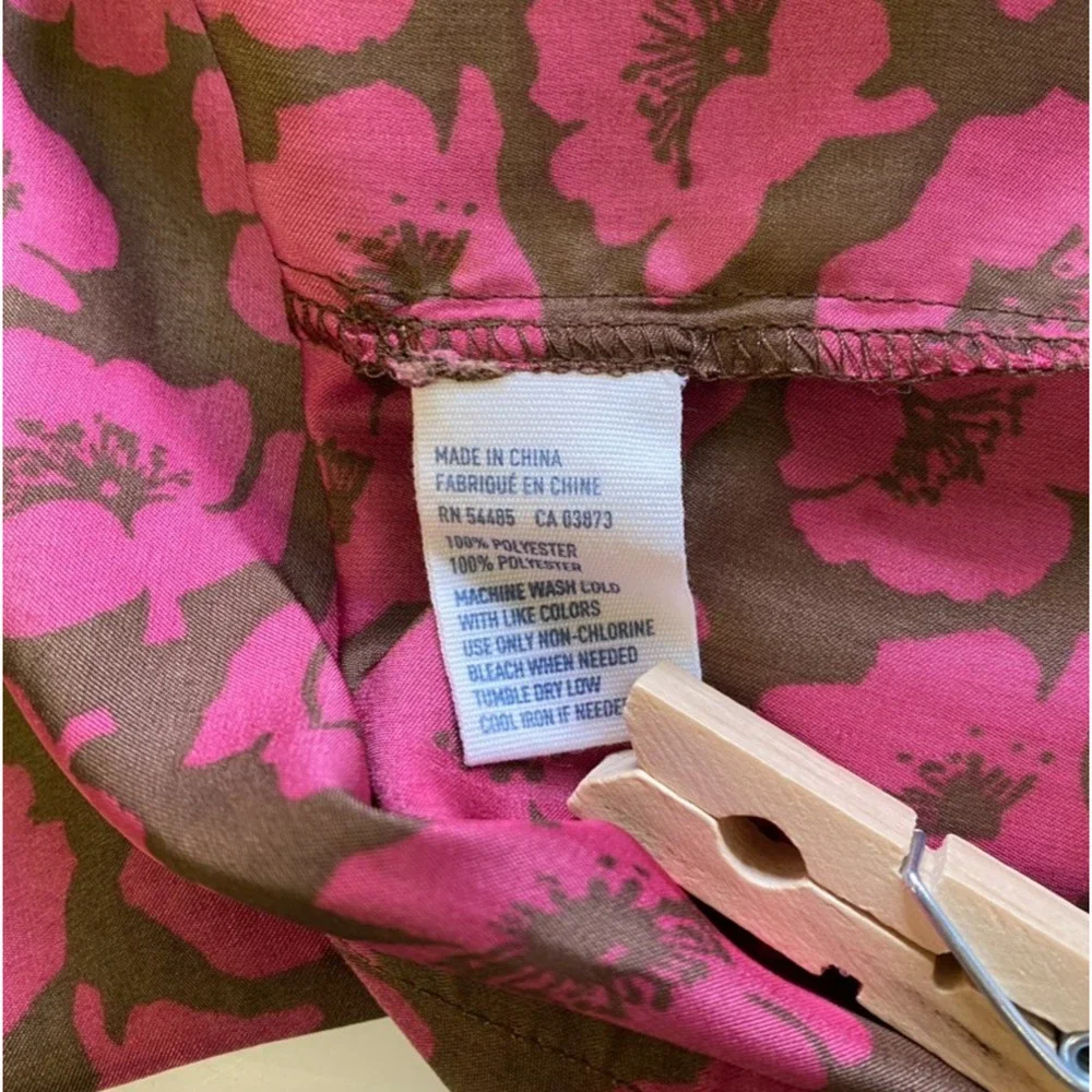 American Eagle Outfitters Skirt Women Large Brown/Pink Poppies Pockets Elastic W